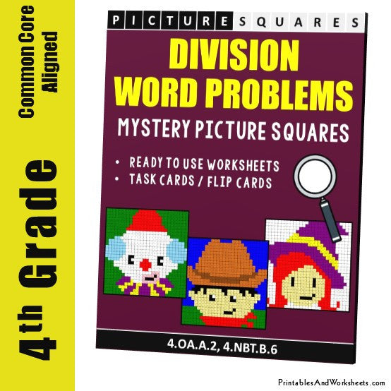 4th grade division word problems mystery pictures coloring worksheets printables worksheets