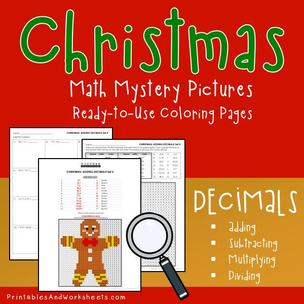 christmas decimals coloring worksheets printables worksheets