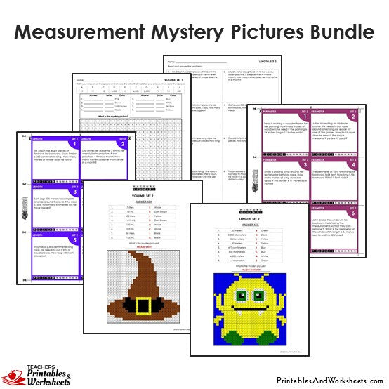 4th grade measurement mystery pictures coloring worksheets