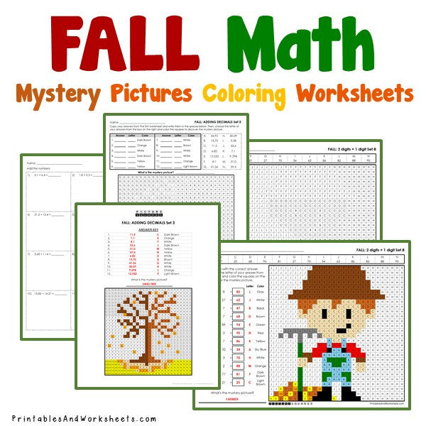Free Printable Fall Math Coloring Sheets