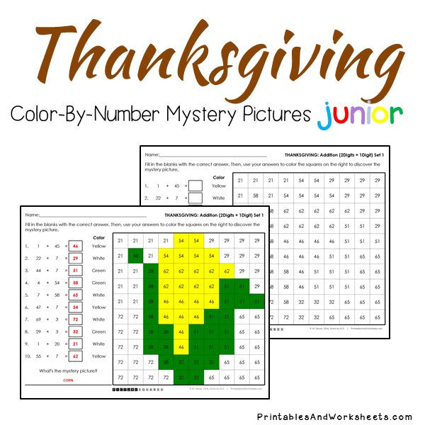 thanksgiving-addition-facts-color-by-number-printables-worksheets