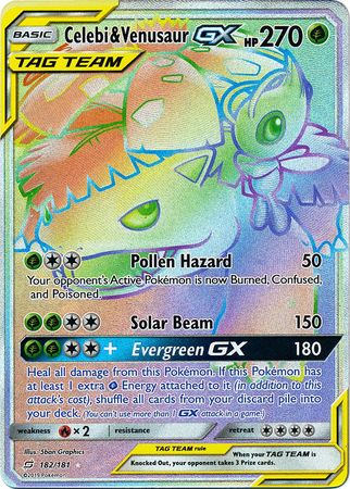 Celebi Venusaur Gx Rainbow Rare 182181 Team Up