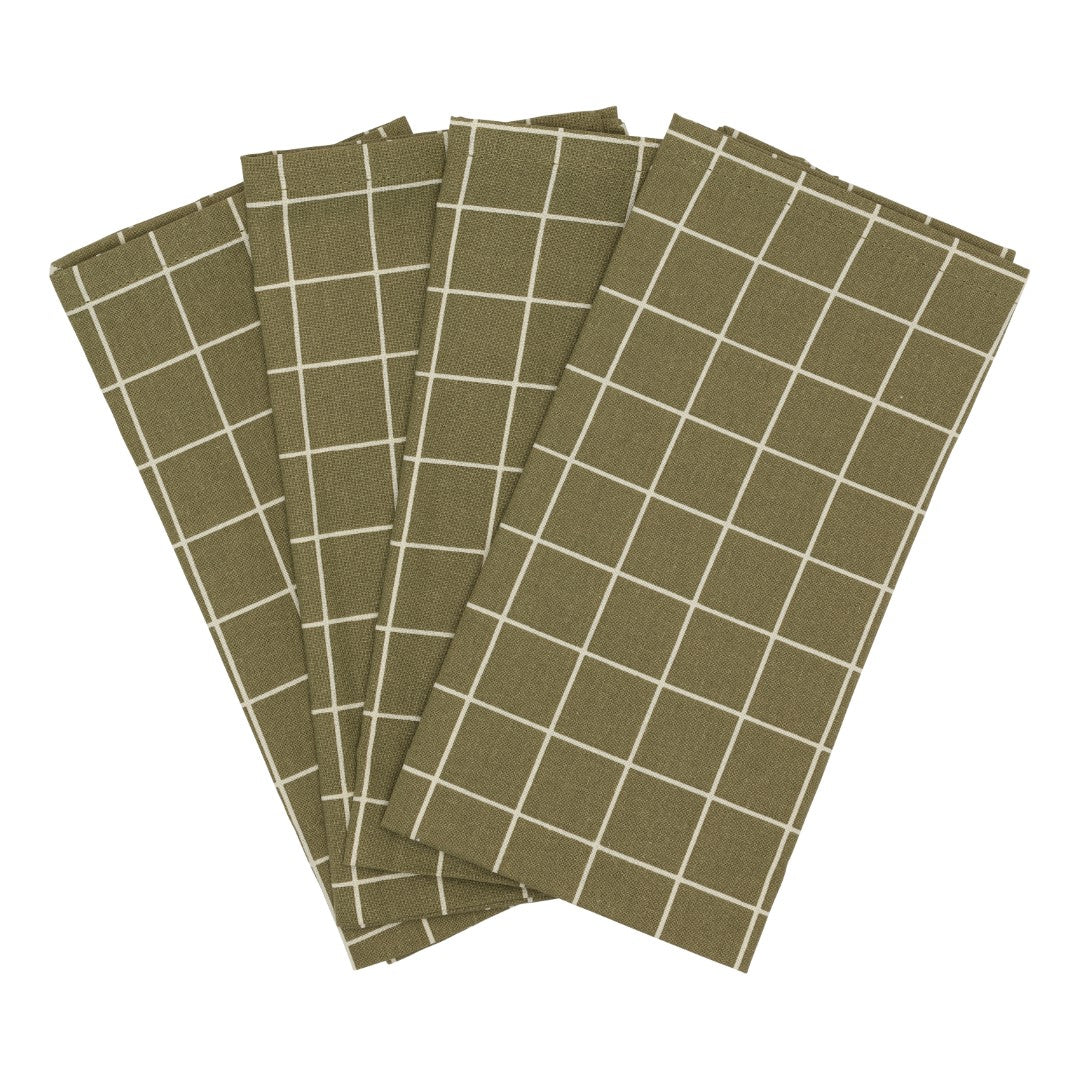 Textile napkins 4-pack - Olive check - Pcs. (5714576228885)