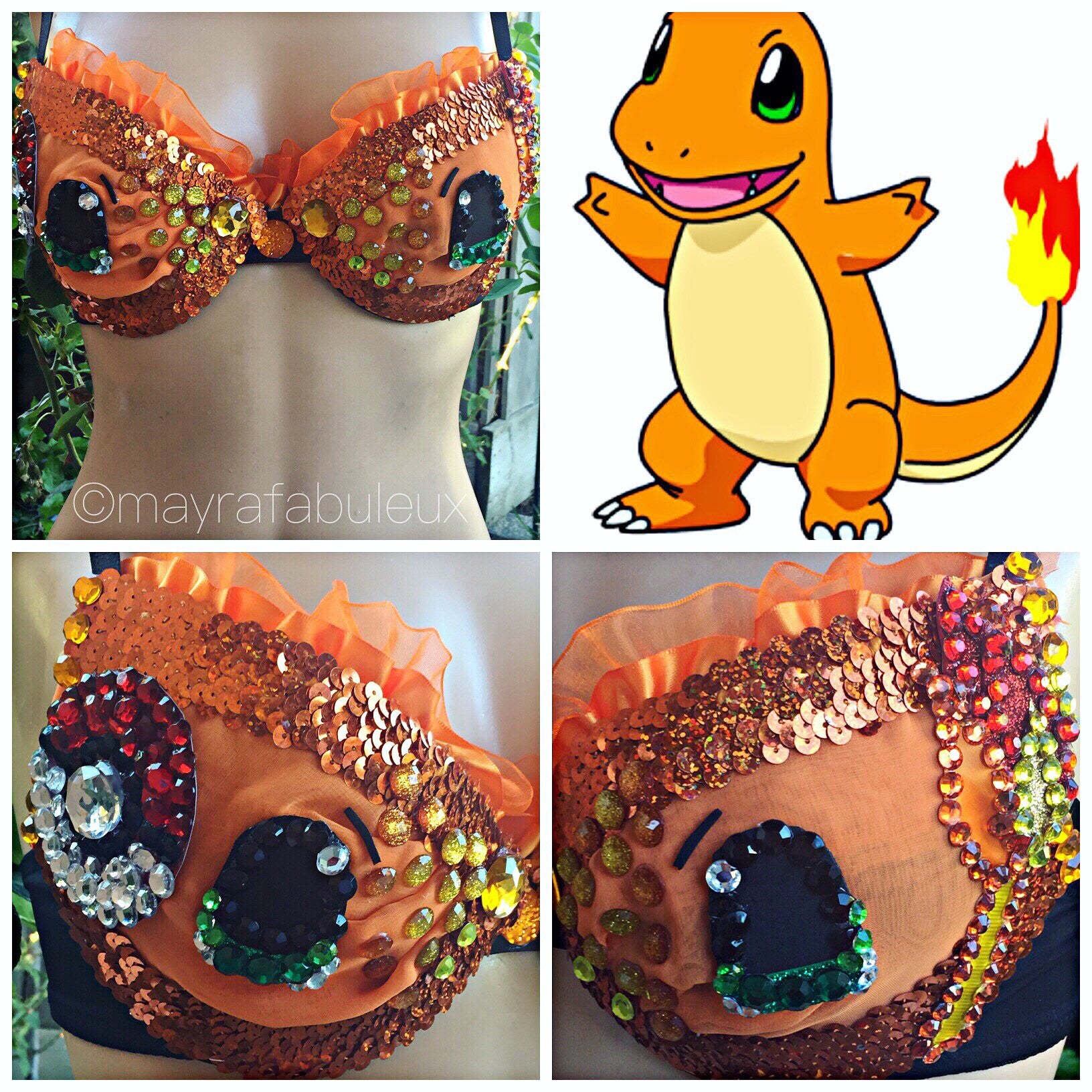 Charmander Inspired Rave Bra