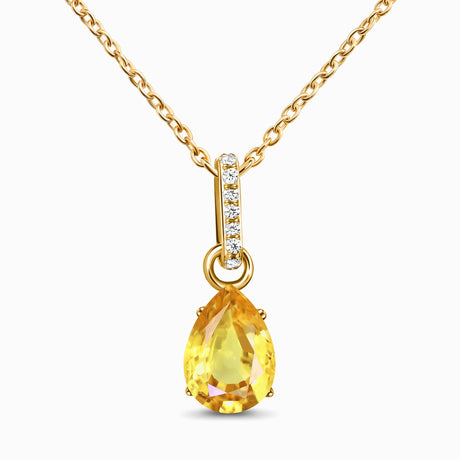 Topaz Necklace, Yellow Gold Necklace, Pear Cut Topaz Necklace, Pear Cut  Pendant W/ Pave Diamond Yelloe Topaz Pendant - Etsy