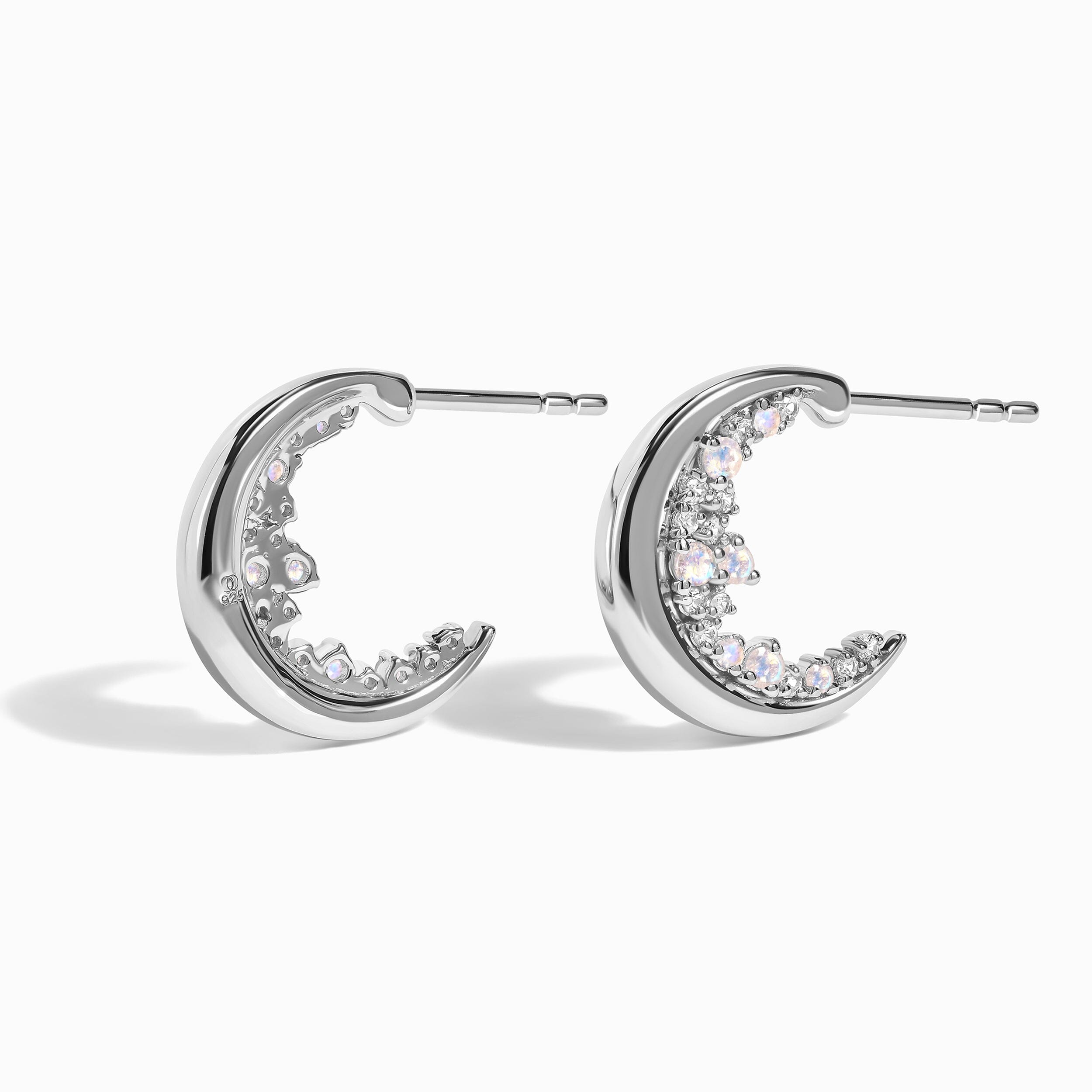 Moonstone White Zircon Earrings - Lush Luna Hoops – Moon Magic