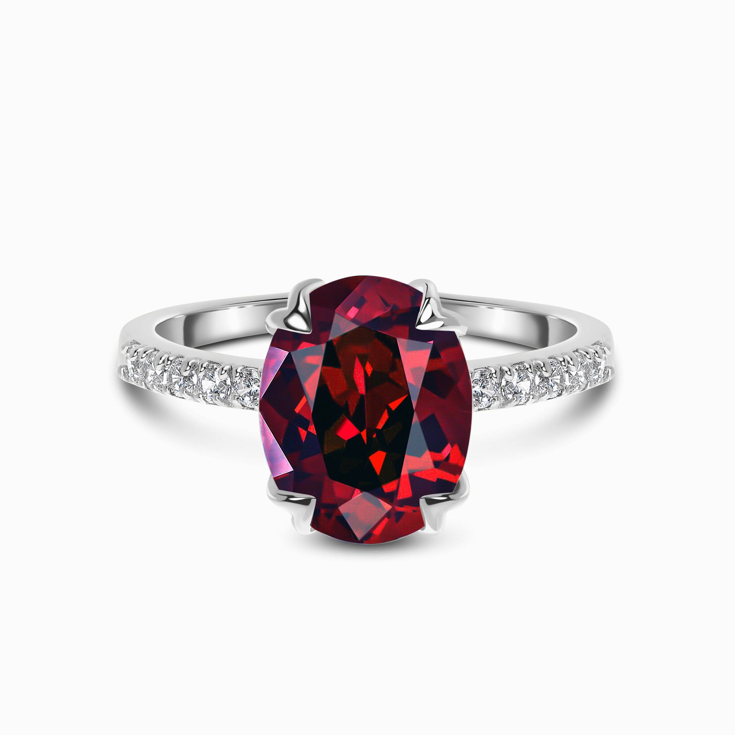 Vintage Hexagon cut red garnet ring engagement ring art deco cluster o –  Ohjewel