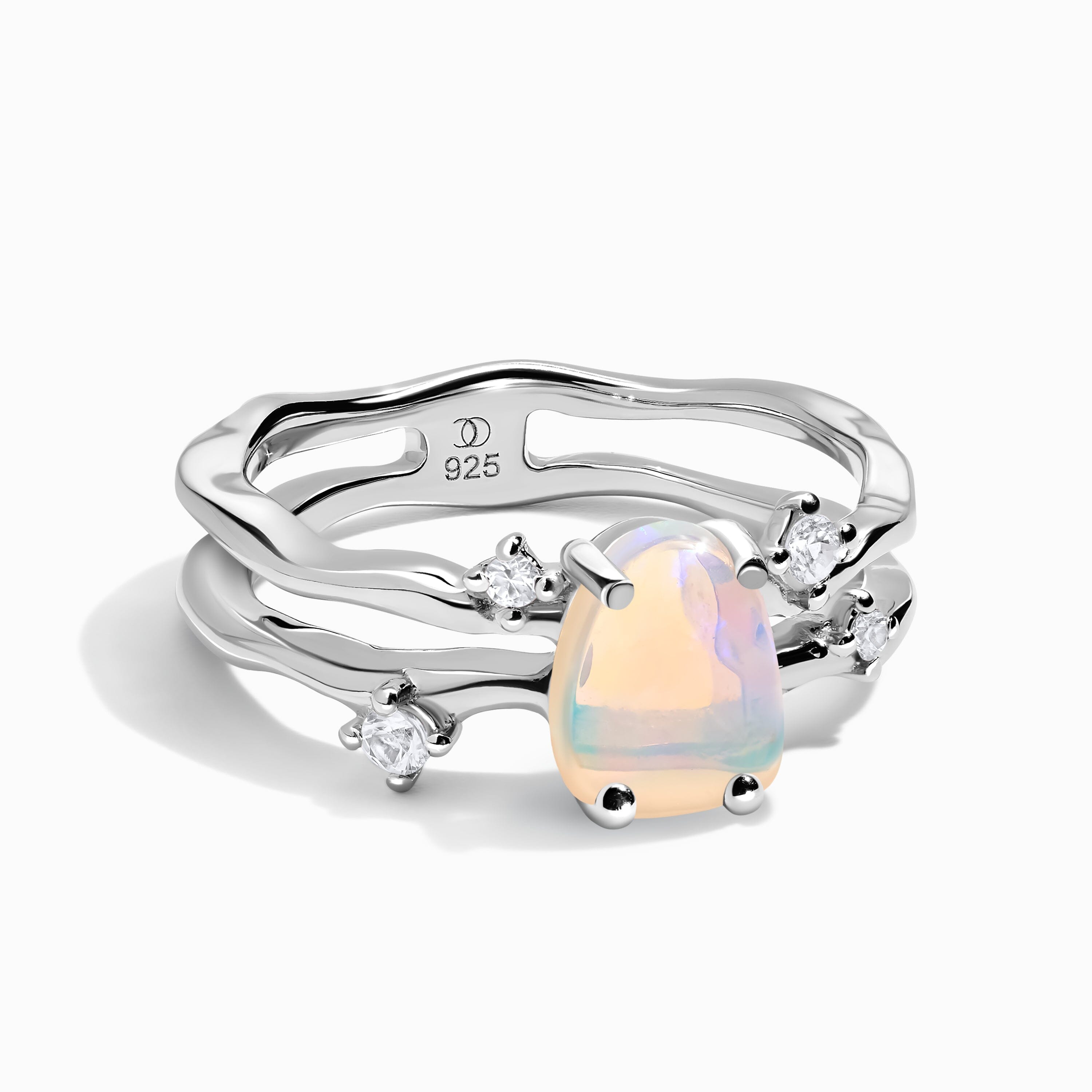 Opal Solitaire Ring, 925 Sterling Silver Oval Opal Dainty Ring –  KesleyBoutique