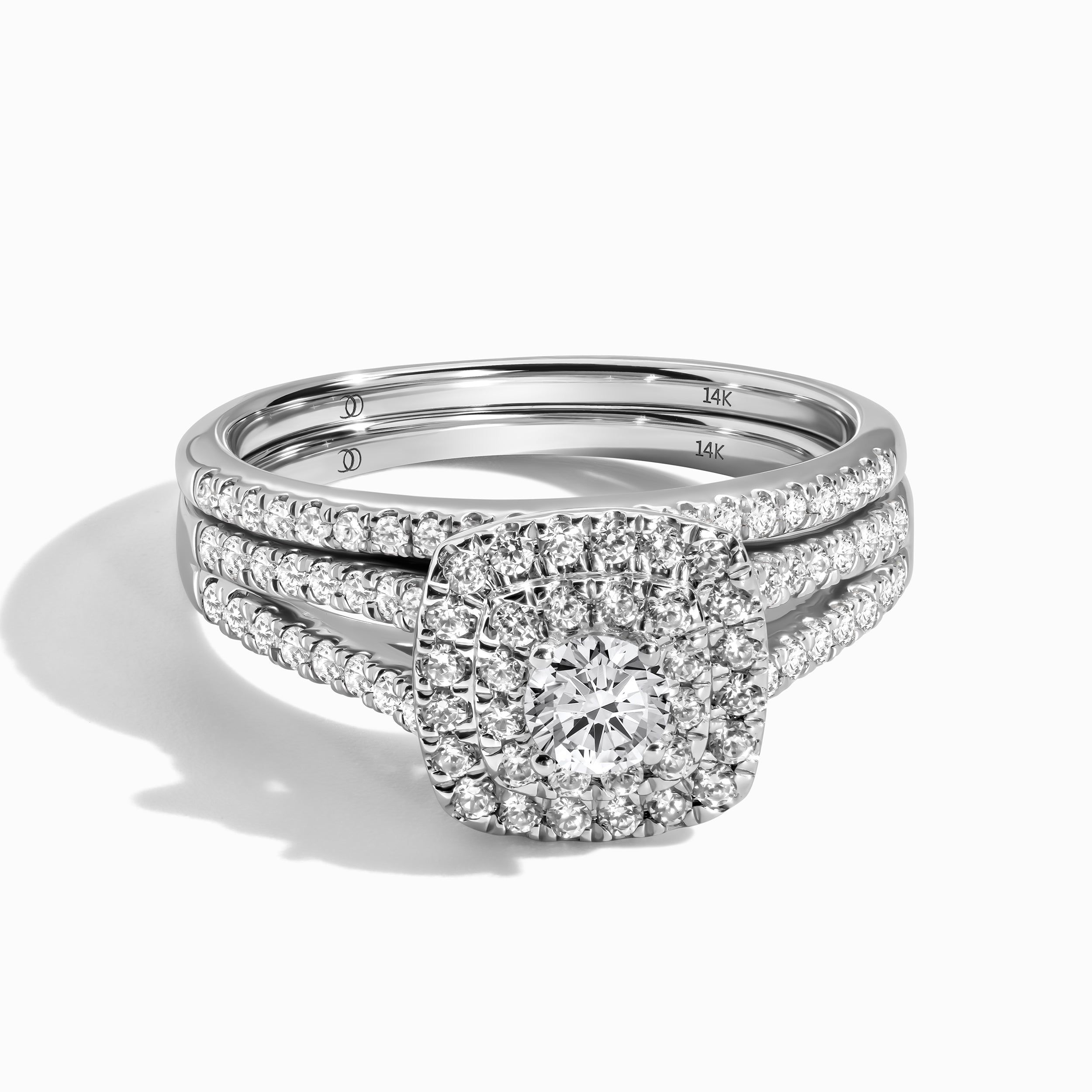 1 1/10ct Cushion Halo Solitaire Diamond Engagement Wedding Ring Set White Gold