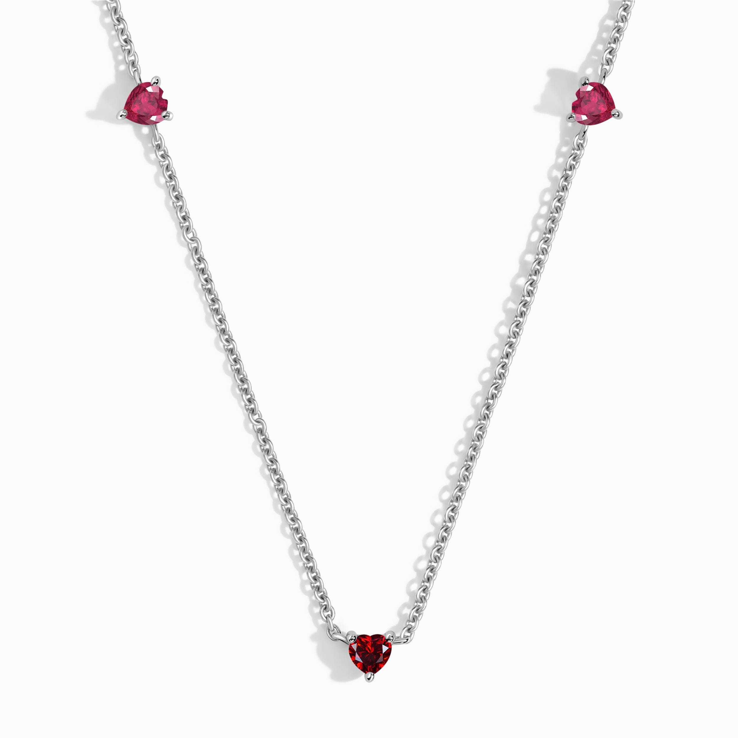 Sterling Silver Engravable Lock Necklace with Gemstone and Ruby Stone