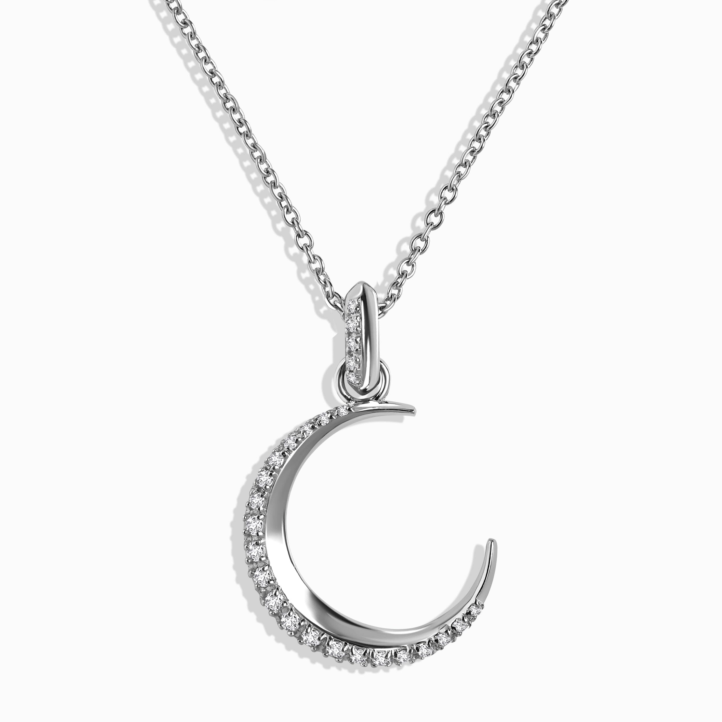 Sterling Silver Upside-Down Crescent Necklace with CZ Crystals by Peace of  Mind 