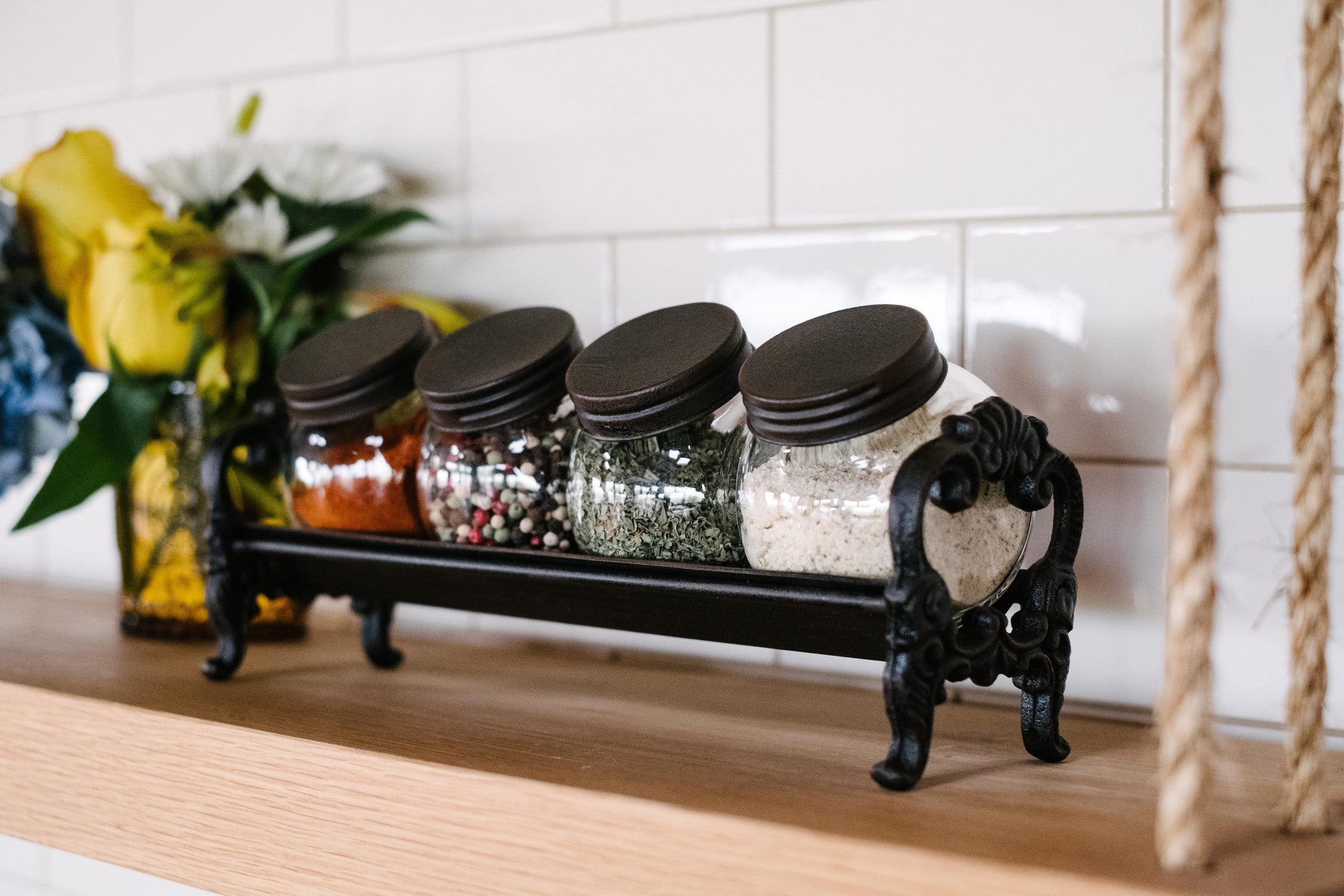 Decorative Glass Jars With Cast Iron Lids And Rack The Pioneer Woman Mercantile 