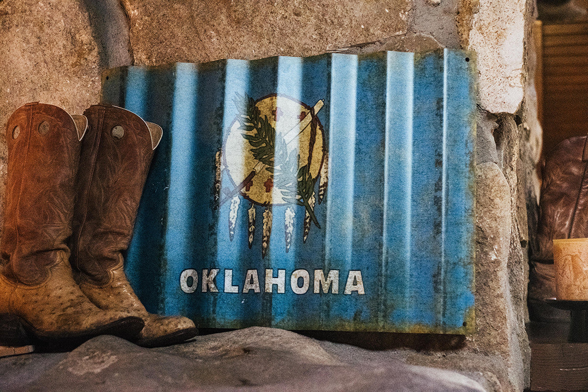 Oklahoma Corrugated Metal Sign