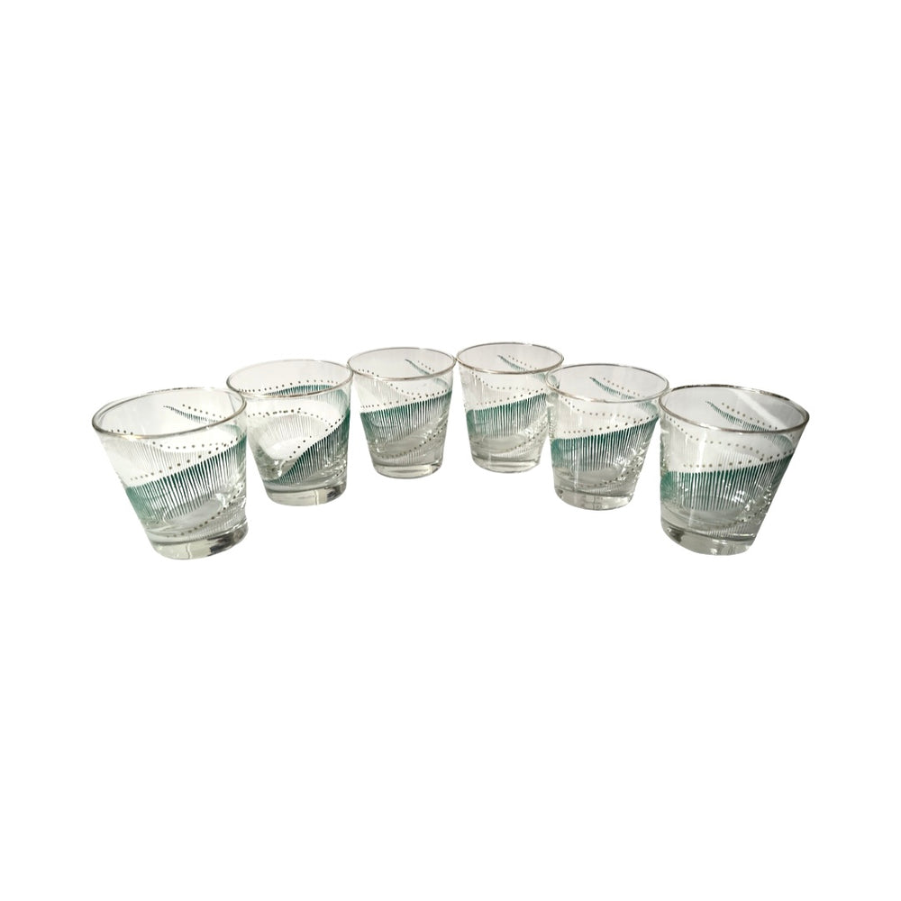 Libbey - Mid-Century Blue and 22-Karat Gold Star/Snowflake Glasses (Se