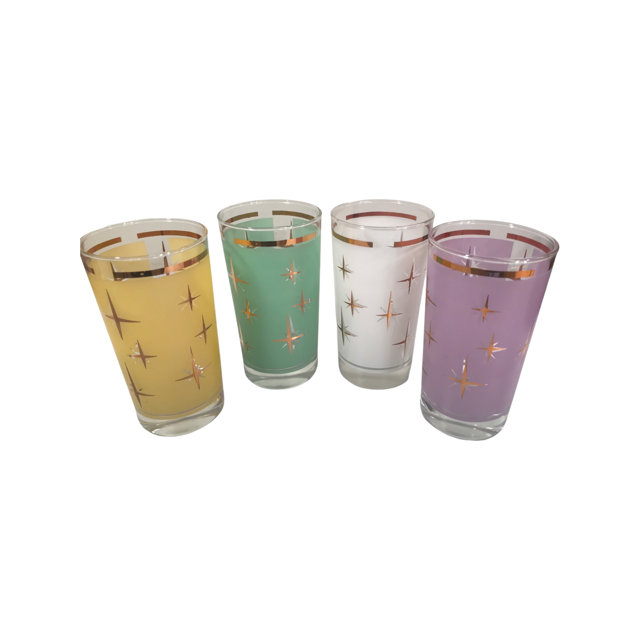 Bartlett Collins Atomic Diamond Starburst Glasses (Set of 8