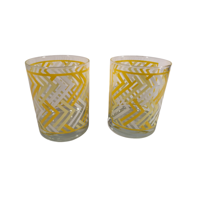 Late 20th Century Yellow Tall Textured Tumbler Glasses- Set of 12