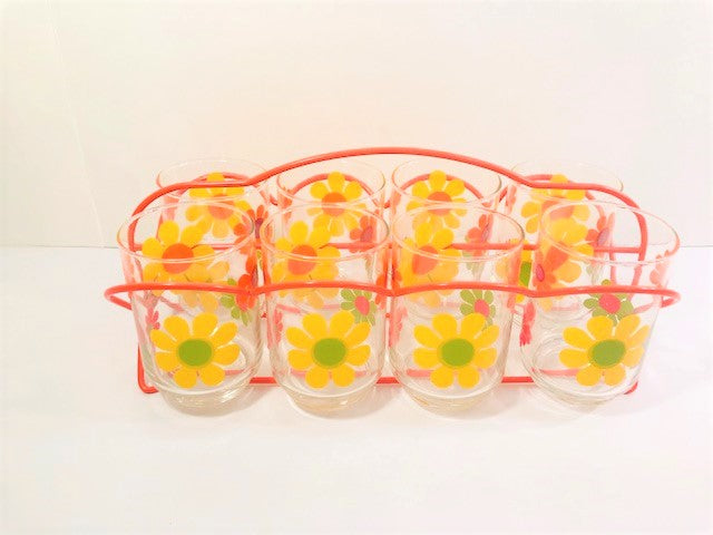 Libbey Vintage Glasses, Set of 4, 16 oz Cooler, Flower Power