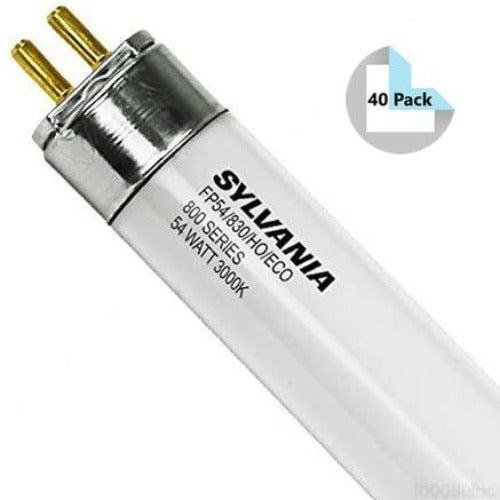 Sylvania 20903 (40 Pack) FP54/830/HO/ECO T5HO Fluorescent Tubes - 3000K, 54W, 4'