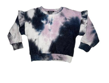 Joah Love Rayne Tie Dye Faux Cashmere Ruffle Sweatshirt 