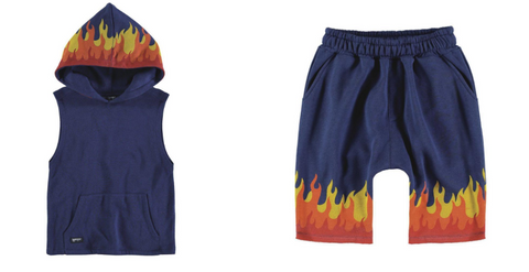 Y Porque - Flame Vest Hoodie & Y Porque - Flames Shorts