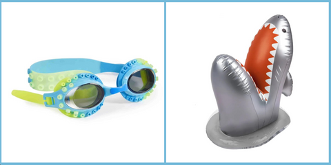 boys swim goggles and pool float