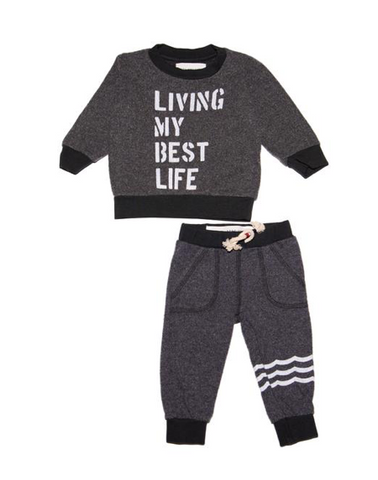 Sol Angeles Kids Living My Best Life Sweatshirt and Sweatpants Set 
