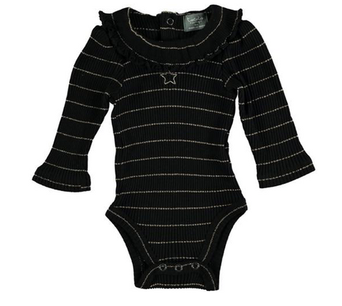 Tocoto Vintage Shimmery Metallic Long Sleeve Onesie 