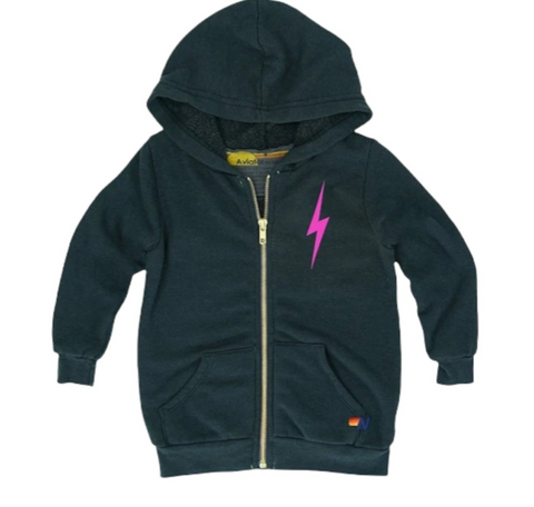 Aviator Nation Kids Neon Bolt Zip Up Hoodie