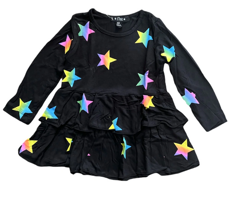 Teen Girls Long Sleeve Rainbow Paint Splatter Pajamas