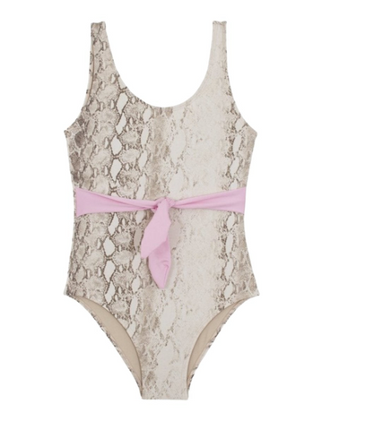 PQ Kids Belted Snakeskin One Piece Swimsuit