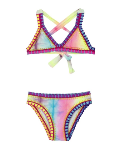 PQ Kids Tie Dye Embroidered Two Piece Bikini