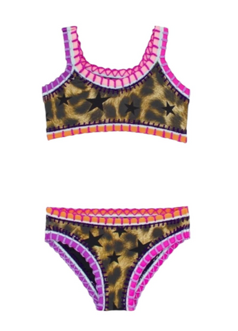 PQ Leopard Stars Embroidered Two Piece Bikini
