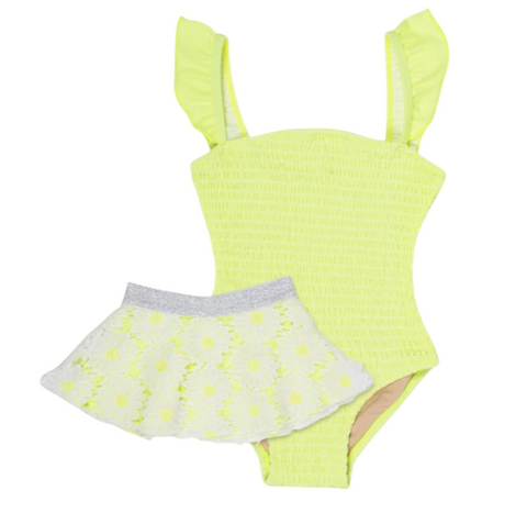 Shade Critters Citron Smocked One Piece Swimsuit with Tutu Skirt