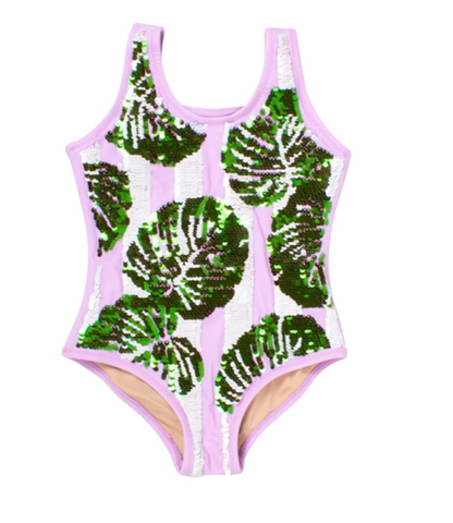 Shade Critters Flip Sequin Palm Leaves One Piece 