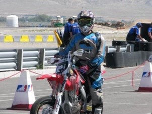 Andrew Hyder on a motorcycle. 