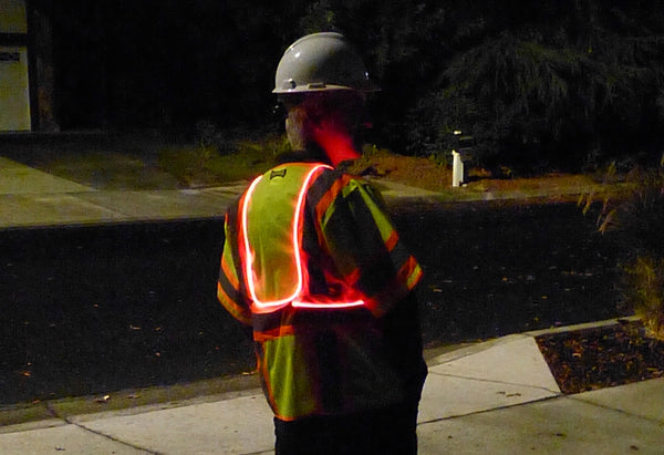 Safety vest with the Versalume Single Color Wearable Module