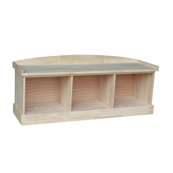 Hardwood Entry Storage Bench with 3 Cubbies - 52" - UnfinishedFurnitureExpo