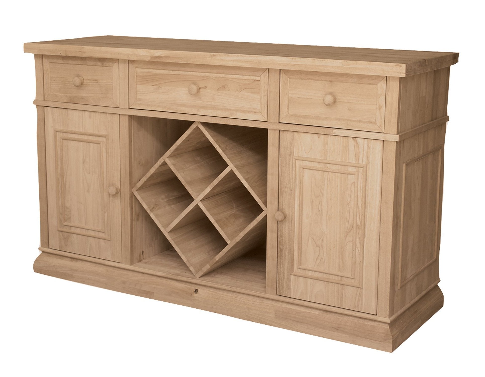 Sturbridge Hardwood Buffet With Wine Rack Unfinishedfurnitureexpo