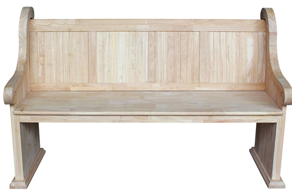 Solid Hardwood Sanctuary Bench with Arms - UnfinishedFurnitureExpo