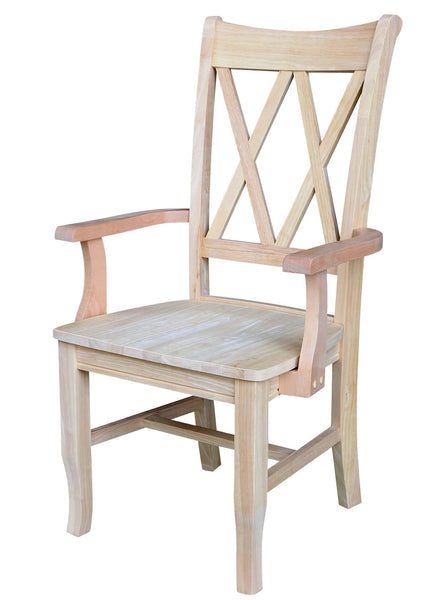 Double X Back Hardwood Arm Chair
