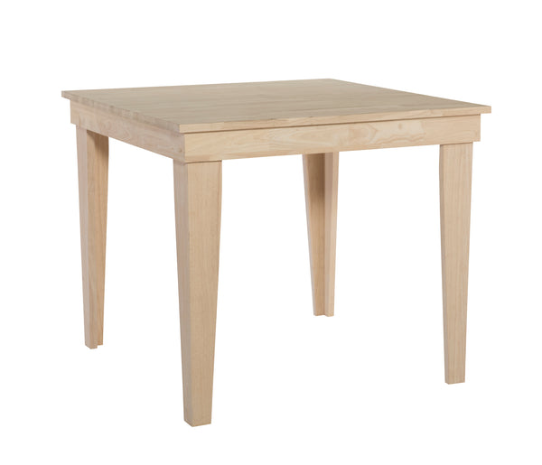 Aspen Square Hardwood Table - 42" (Choose Height) - UnfinishedFurnitureExpo