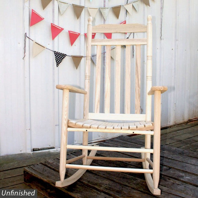 Unfinished Wooden Outdoor Rocking Chairs  . This Wooden Version Is What You Might Expect To See On A Big Wraparound Porch Or In The.