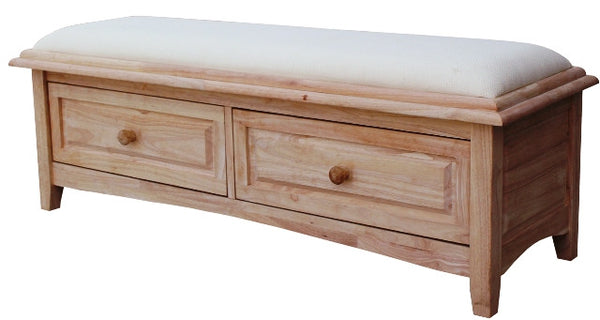 Solid Hardwood Bedside Storage Bench - 52" - UnfinishedFurnitureExpo