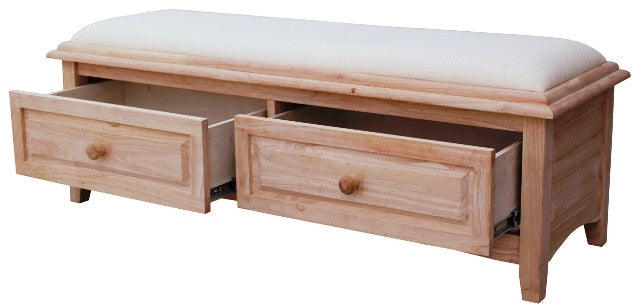 Unfinished Solid Hardwood Bedside Bench Free Shipping