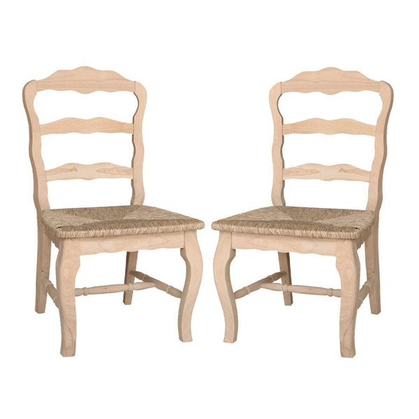 Versailles Hardwood Chair with Rush Seat - 2 Pack - UnfinishedFurnitureExpo