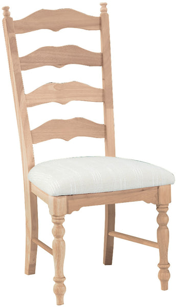 Unfinished Maine Ladderback Hardwood Chair with Upholstered Seat - 2 Pack - UnfinishedFurnitureExpo