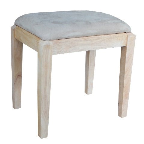 Hardwood Vanity Bench with Upholstered Seat (Finished Options) - UnfinishedFurnitureExpo