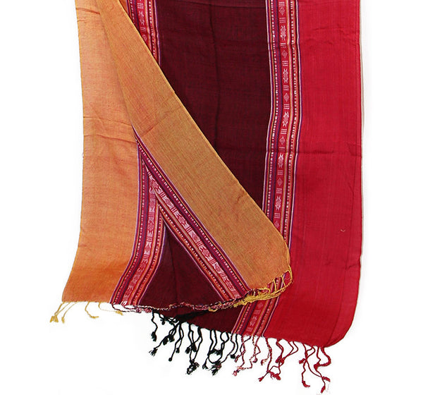 Handmade Nepalese Scarf | Salmon, Burgundy & Pink with Fringe – Lhasa ...