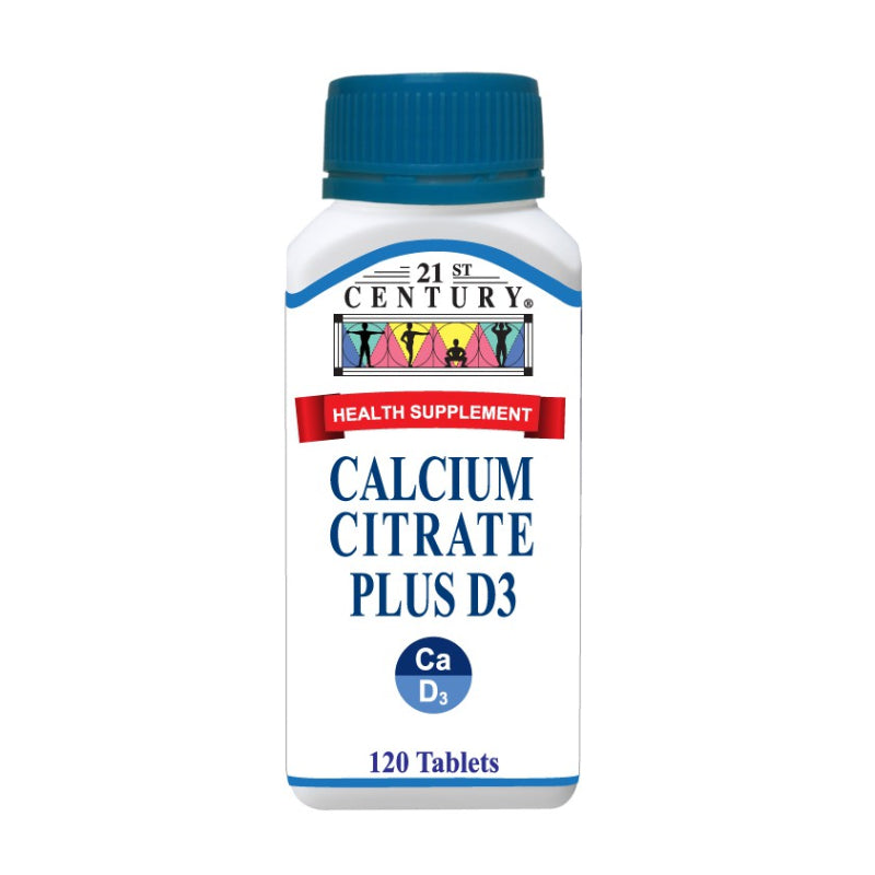 21st Century Calcium Citrate Plus D3 Tablet 120 tabs (bottle) - DoctorOnCall Farmasi Online