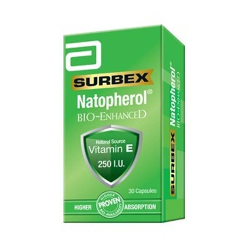 Abbott Surbex Natopherol Bio-Enhanced Vitamin E 250IU Capsule 60s x2 - DoctorOnCall Online Pharmacy